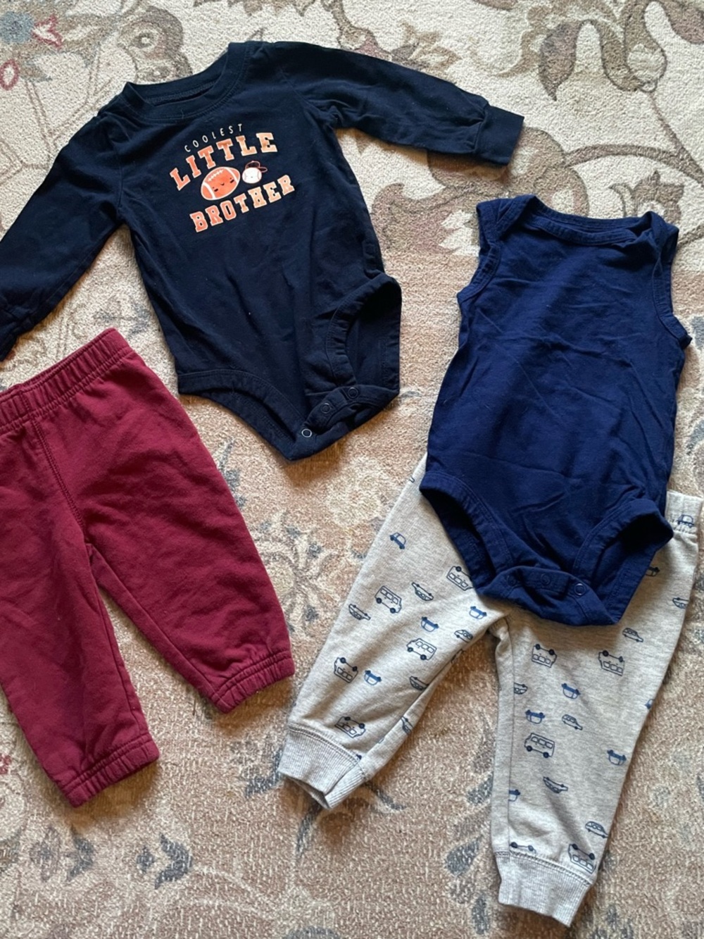2/$10 4pc Carter's Navy and Maroon Baby Boy Random Pieces Lot EUC